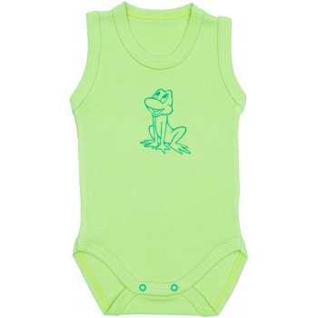 Lime green sleeveless bodysuit with frog print