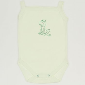 Light green sleeveless bodysuit with frog print