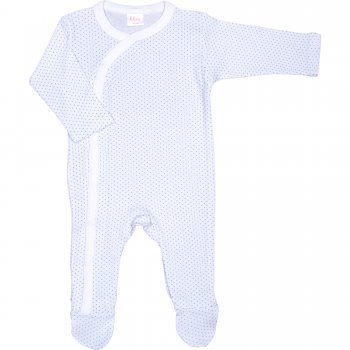 White long-sleeve sleep & play with footies with azure dots | liloo