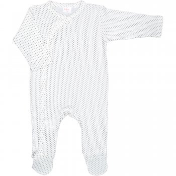 Cream-colored long-sleeve sleep & play with footies with brown dots | liloo