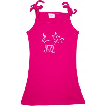 Fuchsia simple summer dress with cat print