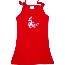 Red simple summer dress with butterfly print