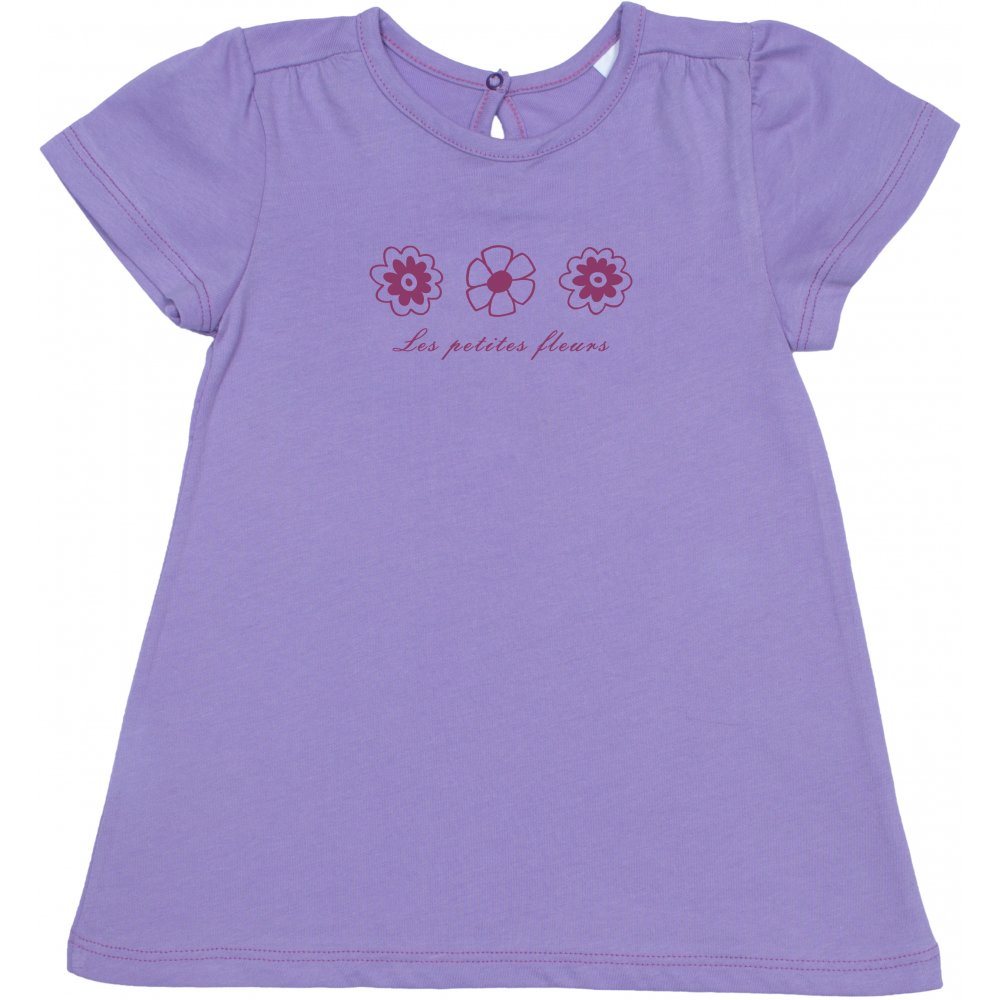 Tricou mânecă scurtă pentru fetițe - violet imprimeu floricele | liloo