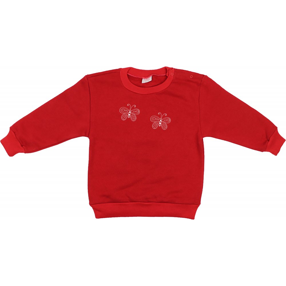 Red thick sweatshirt with butterflies print | liloo