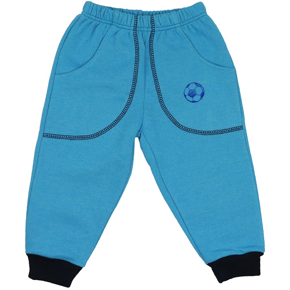 Turquoise thick joggers with football print | liloo