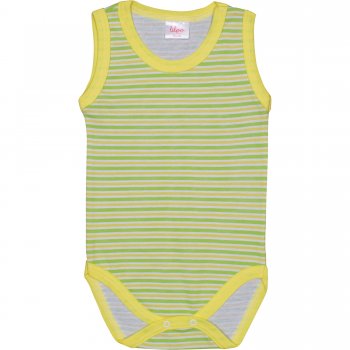 White sleeveless bodysuit with green and yellow stripes | liloo