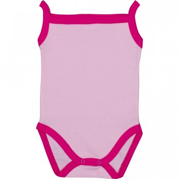 Body maiou bretele roz cu bordaj fucsia