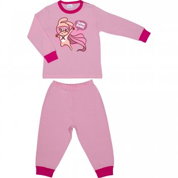 Pink long-sleeve thin pajamas with super bunny print | liloo