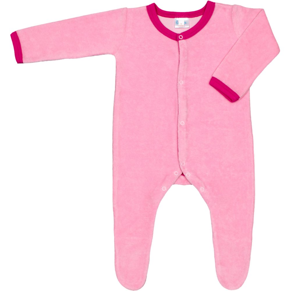 Pink velour long-sleeve sleep & play with footies | liloo