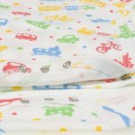 White side-snaps short-sleeve bodysuit with transport toys print | liloo