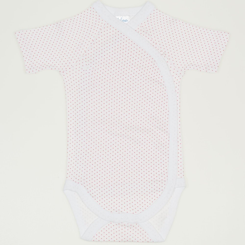 White side-snaps short-sleeve bodysuit with red dots | liloo