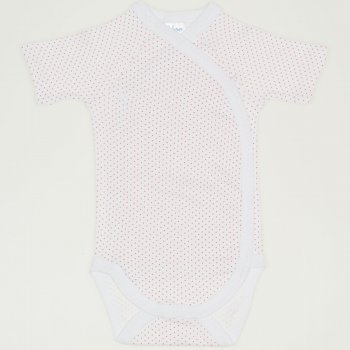 White side-snaps short-sleeve bodysuit with red dots | liloo