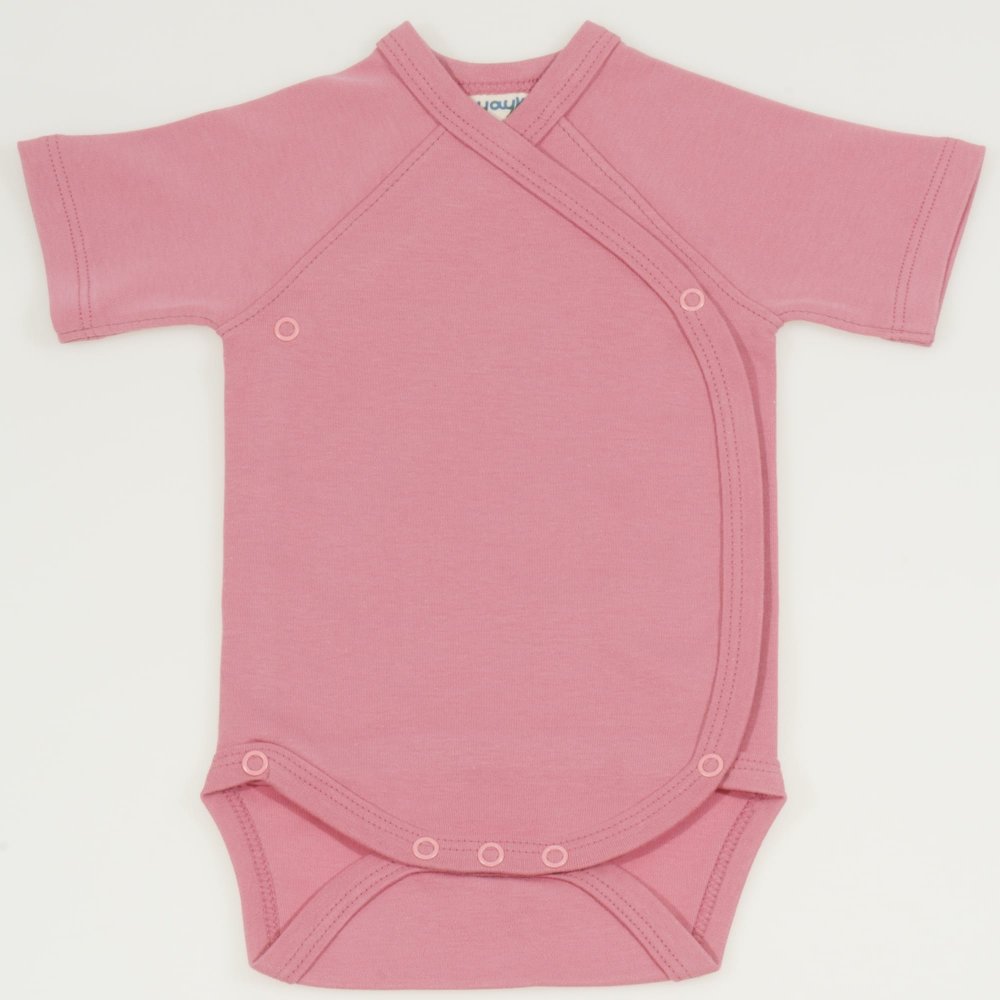 Brandied apricot organic cotton side-snaps short-sleeve bodysuit | liloo  