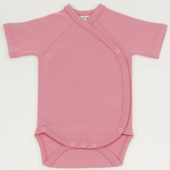 Brandied apricot organic cotton side-snaps short-sleeve bodysuit | liloo  