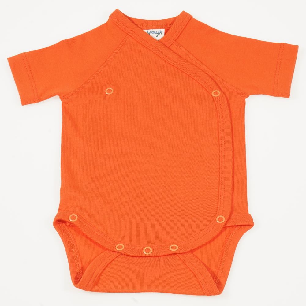Body capse laterale maneca scurta bumbac organic portocaliu | liloo