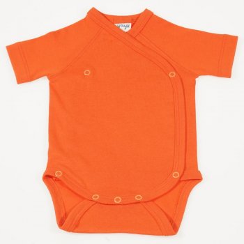 Body capse laterale maneca scurta bumbac organic portocaliu