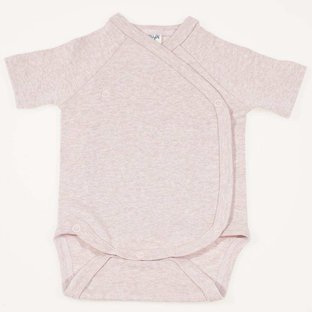 Body capse laterale maneca scurta bumbac organic roz melange | liloo