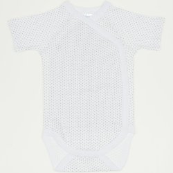 Cream side-snaps short-sleeve bodysuit with brown dots