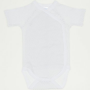 Cream side-snaps short-sleeve bodysuit with brown dots | liloo