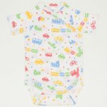 White side-snaps short-sleeve bodysuit with transport toys print | liloo