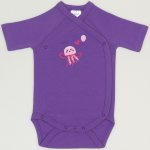 Mauve deep lavender side-snaps short-sleeve bodysuit with jellyfish print | liloo