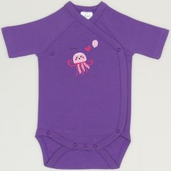 Mauve deep lavender side-snaps short-sleeve bodysuit with jellyfish print