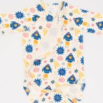 Side-snaps short-sleeve bodysuit with stars-rockets print | liloo