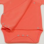 Salmon living coral side-snaps short-sleeve bodysuit with smart cat print | liloo