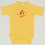 Minion yellow side-snaps short-sleeve bodysuit with elephant print | liloo