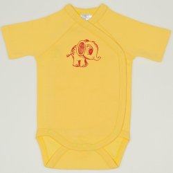 Minion yellow side-snaps short-sleeve bodysuit with elephant print