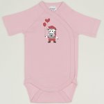 Orchid pink side-snaps short-sleeve bodysuit with zebra with balloons print  | liloo