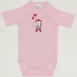 Orchid pink side-snaps short-sleeve bodysuit with zebra with balloons print