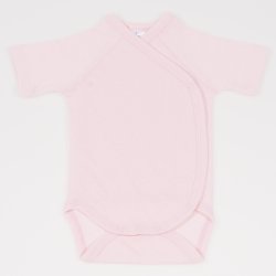 Pink side-snaps short-sleeve bodysuit - premium multilayer material with model