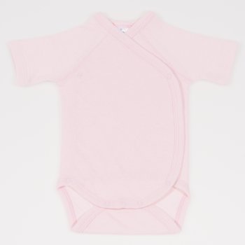 Pink side-snaps short-sleeve bodysuit - premium multilayer material with model