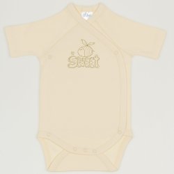 Vanilla custard side-snaps short-sleeve bodysuit with Sweet bee print