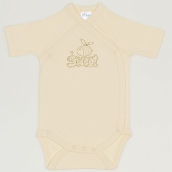 Vanilla custard side-snaps short-sleeve bodysuit with Sweet bee print