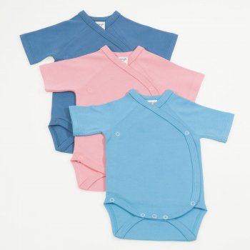 baby bodysuits model with 7 staples short sleeve organic cotton set of 3 pieces | liloo