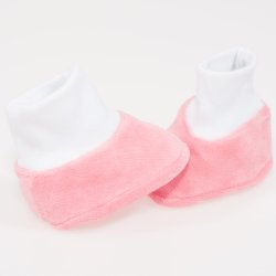 Peach velour bootees