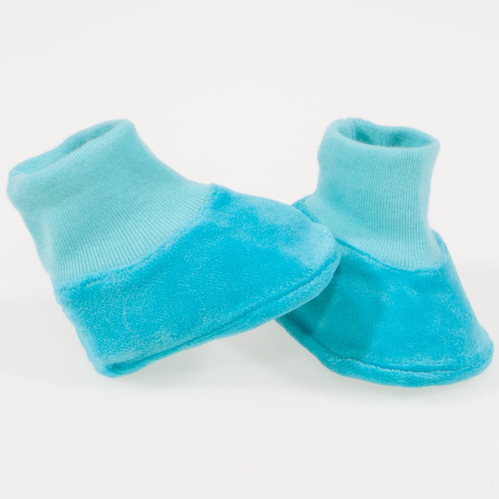 Turquoise velour bootees | liloo