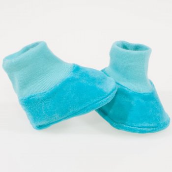 Turquoise velour bootees