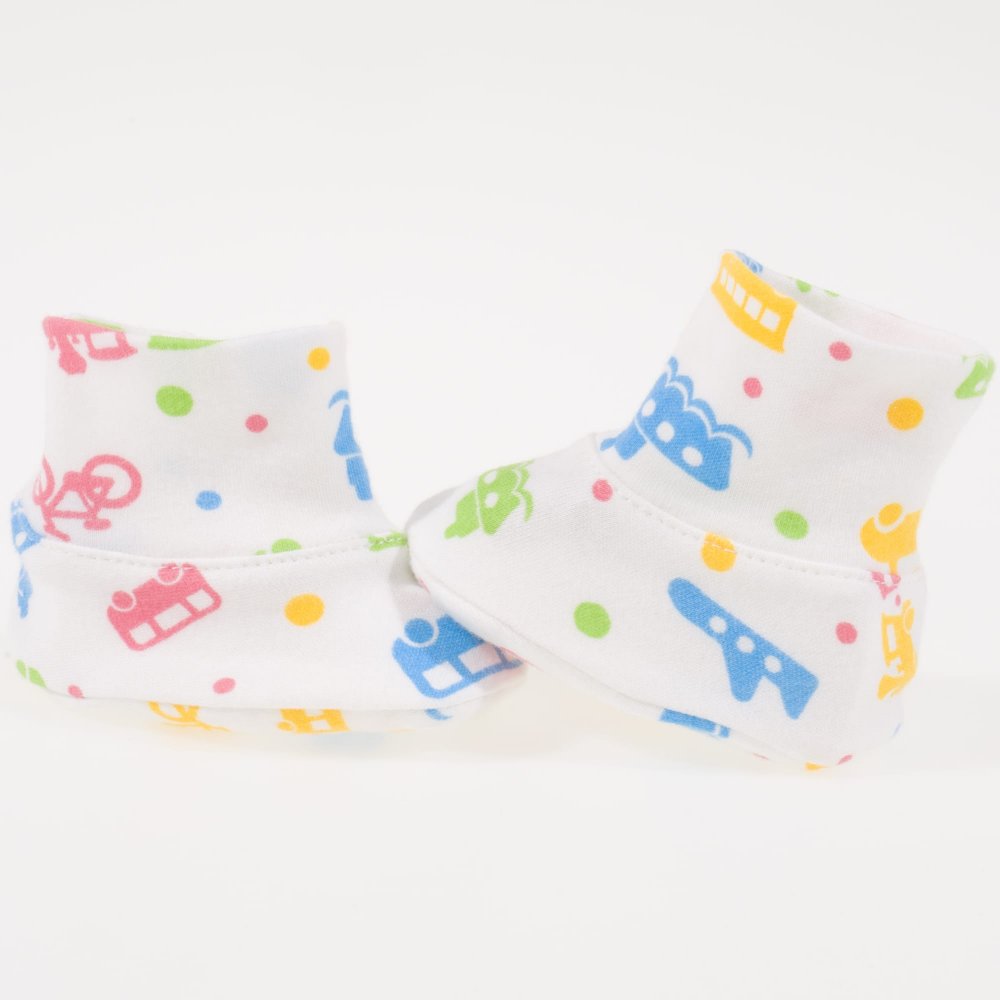 Bootees with transport toys print | liloo