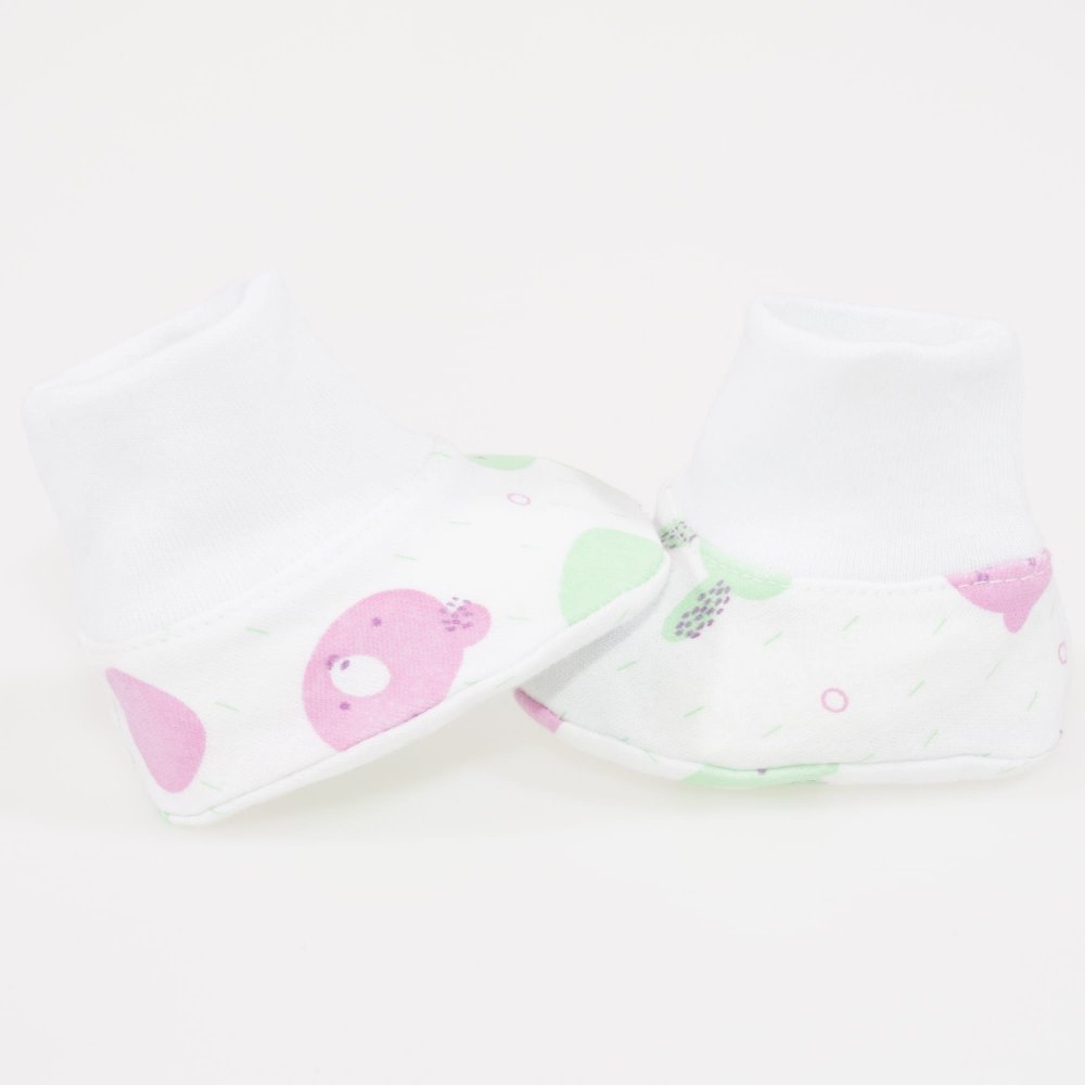 White bootees with sleepy and happy print | liloo