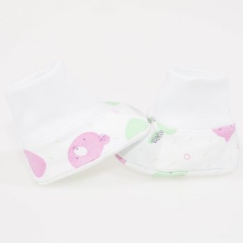 White bootees with sleepy and happy print | liloo