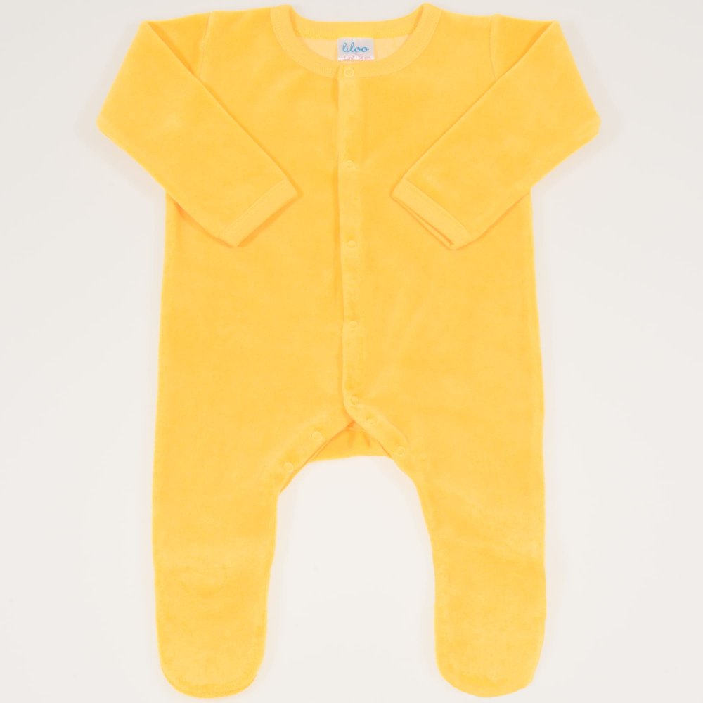 Yellow velour long-sleeve sleep & play with footies | liloo