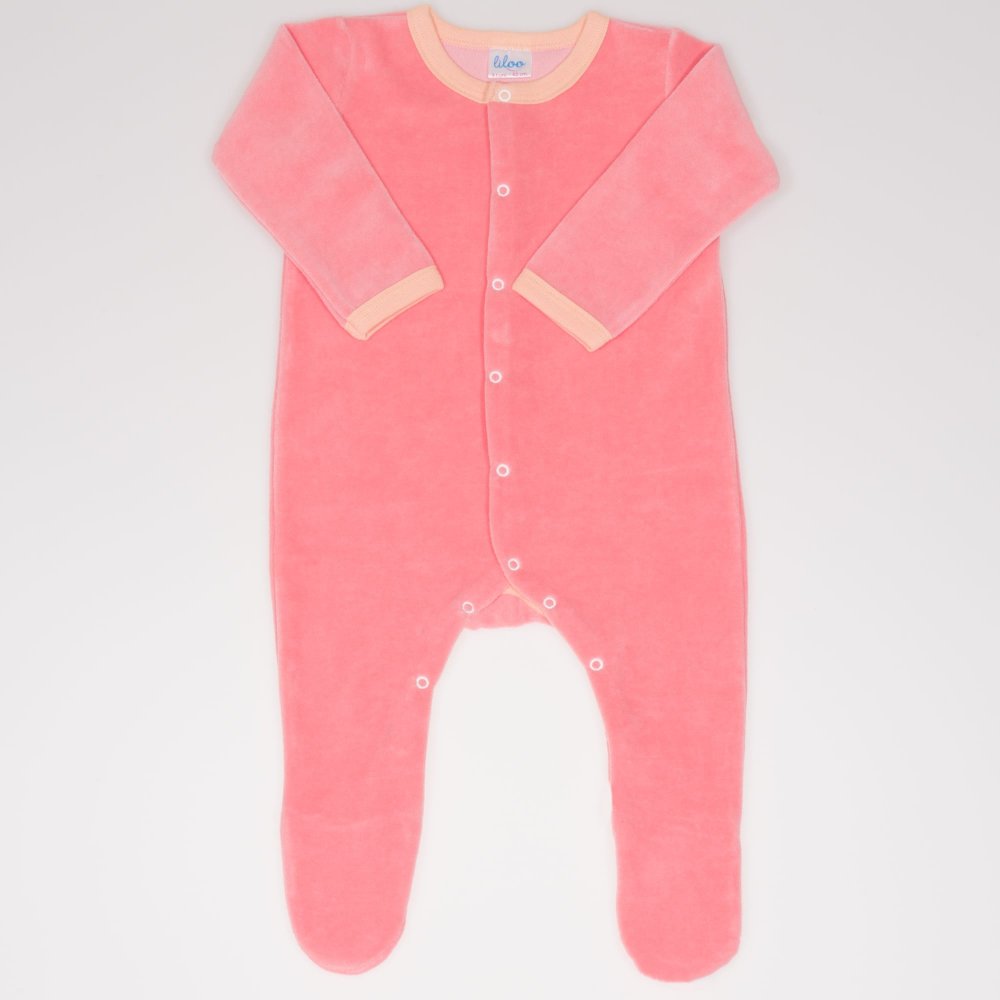 Peach velour long-sleeve sleep & play with footies | liloo