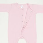 Salopeta maneca lunga si pantaloni cu botosei orchid pink uni - inchidere frontala | liloo