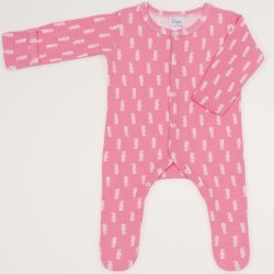 Salmone long-sleeve sleep with gloves - center-snap with sea horses print