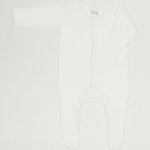 Salopeta maneca lunga si pantaloni cu botosei blanc de blanc uni – inchidere frontala| liloo
