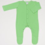 Salopeta maneca lunga si pantaloni cu botosei irish green uni - inchidere frontala | liloo