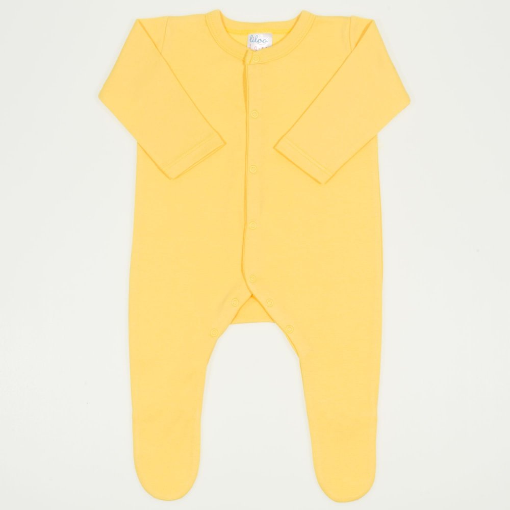 Salopeta maneca lunga si pantaloni cu botosei minion yellow uni - inchidere frontala | liloo